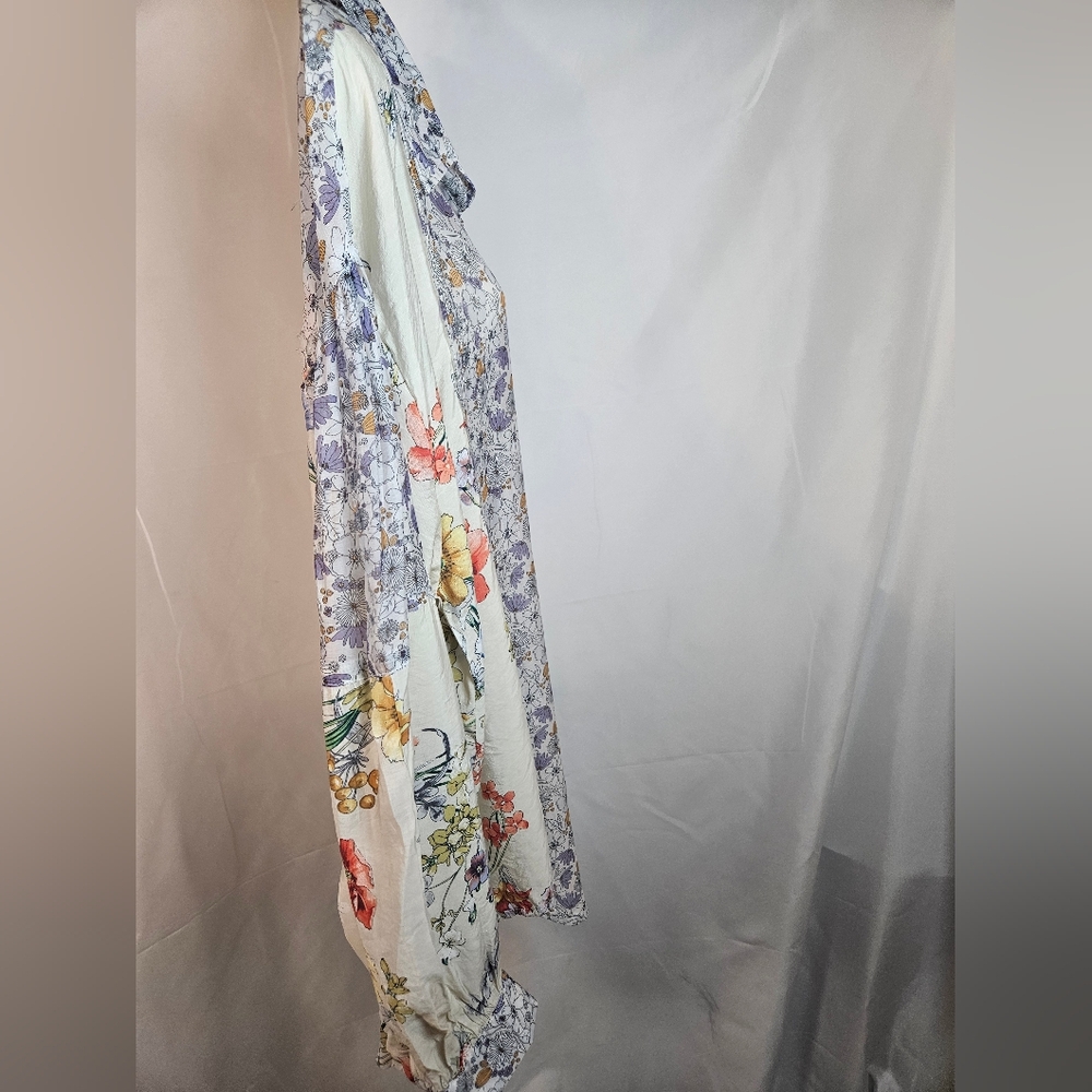 POL Floral Patchwork Button Front Blouse Top S/M … - image 3
